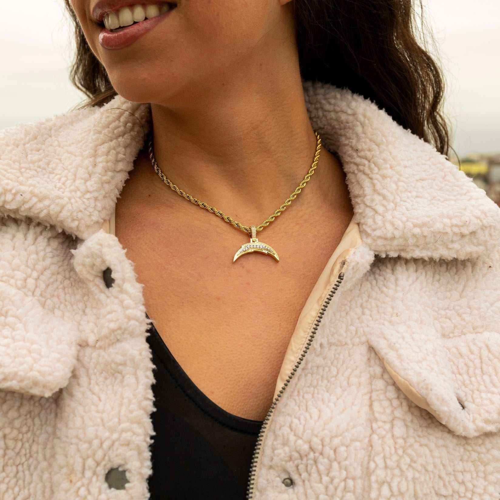 GLD Women Los Angeles Chargers Official NFL Micro Logo Pendant - Yellow Gold