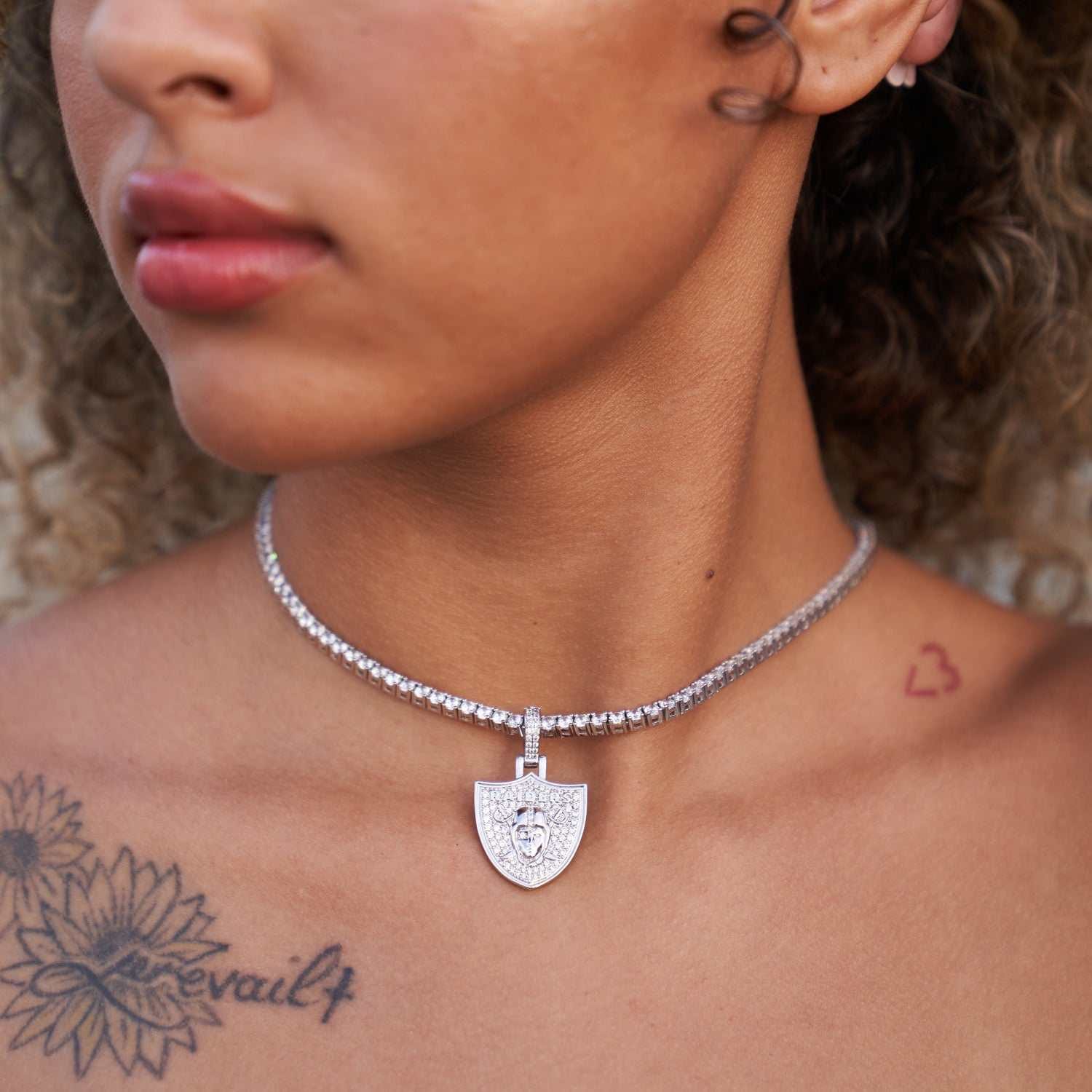 GLD Women Las Vegas Raiders Official NFL Micro Logo Pendant - White Gold