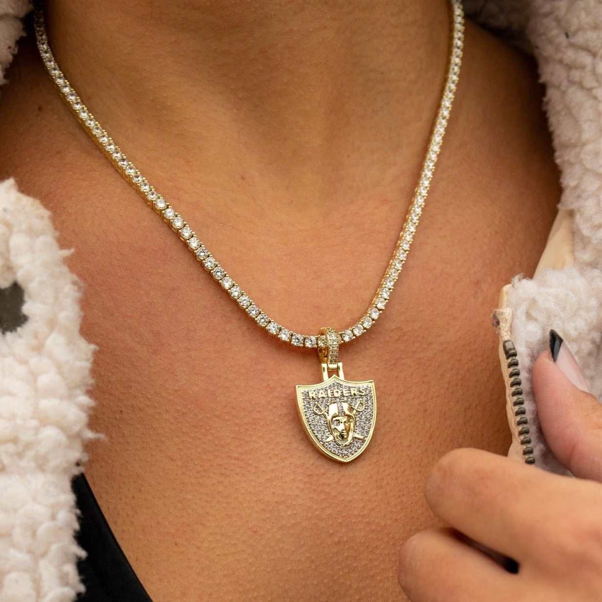 GLD Women Las Vegas Raiders Official NFL Micro Logo Pendant - Yellow Gold