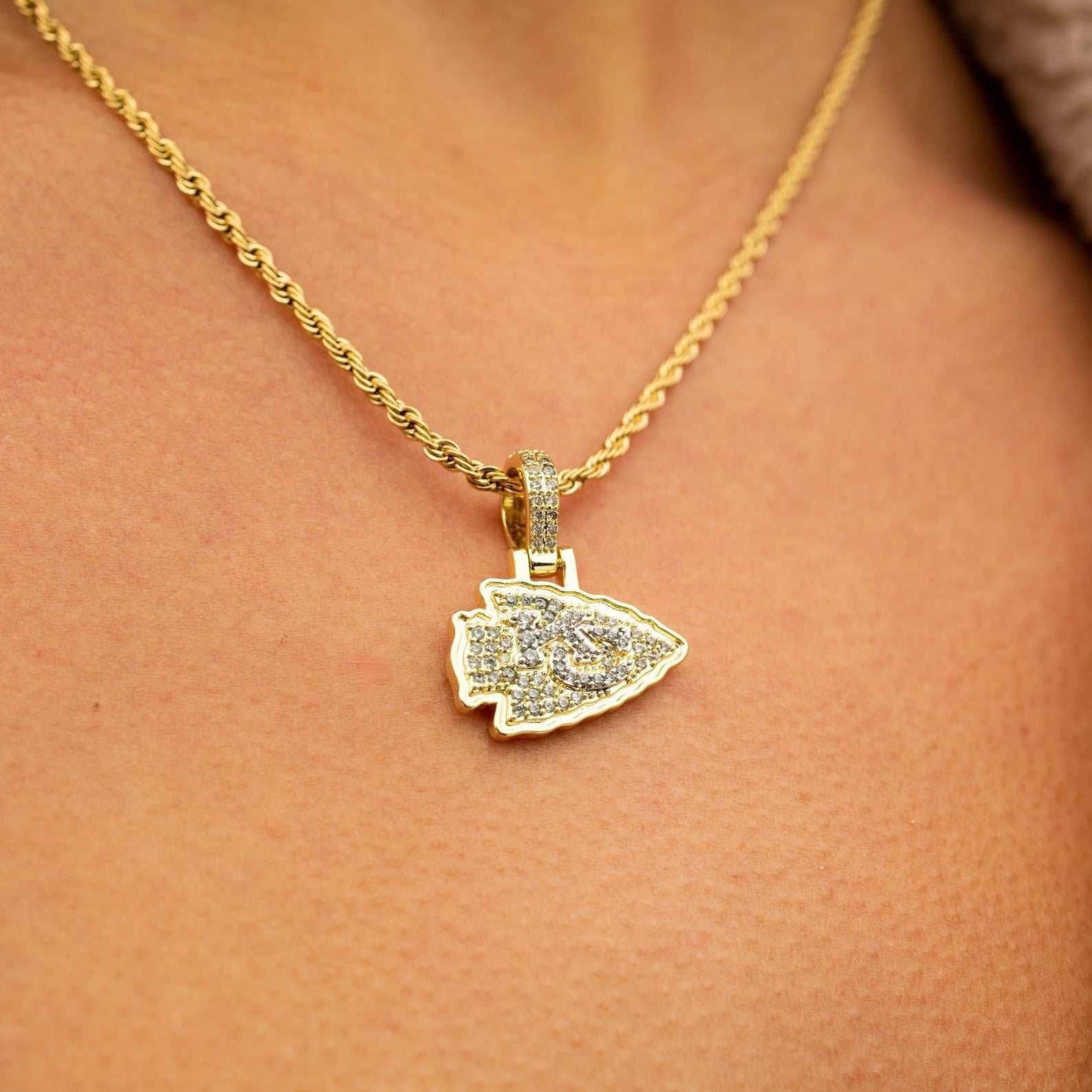 GLD Women Kansas City Chiefs Official NFL Micro Logo Pendant - Yellow Gold