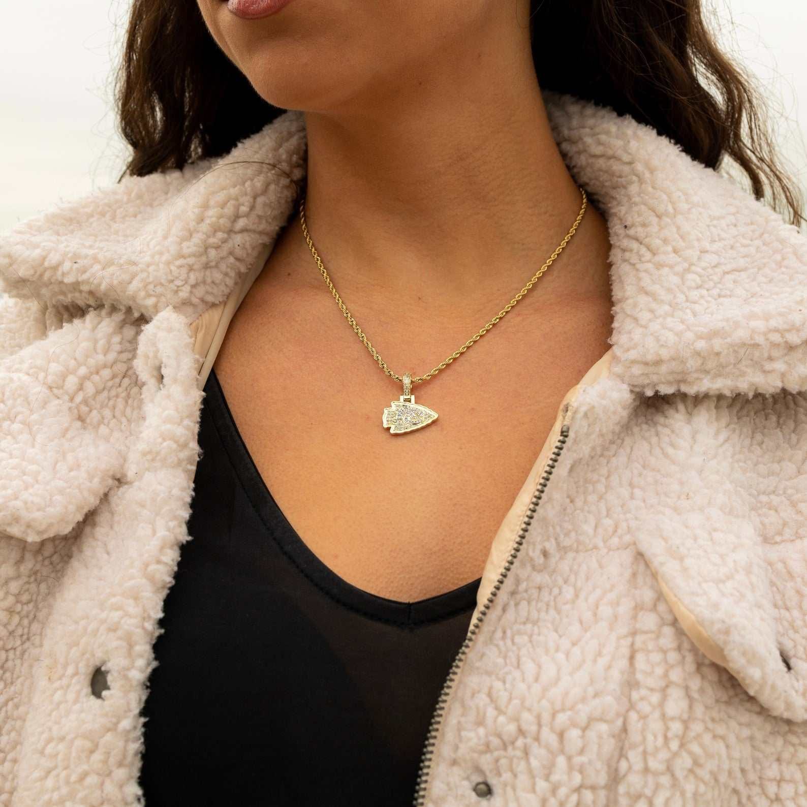 GLD Women Kansas City Chiefs Official NFL Micro Logo Pendant - Yellow Gold