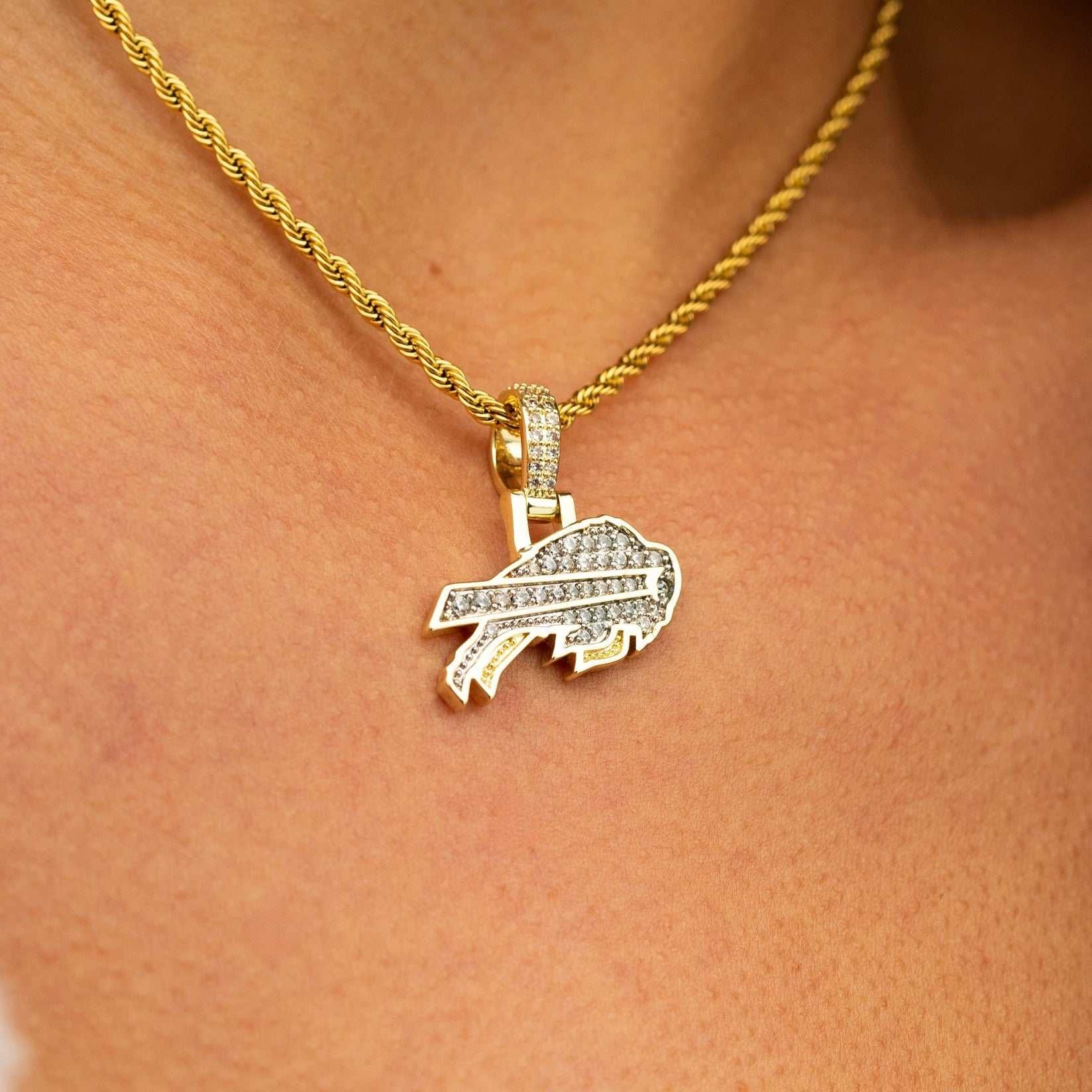 GLD Women Buffalo Bills Official NFL Micro Logo Pendant - Yellow Gold