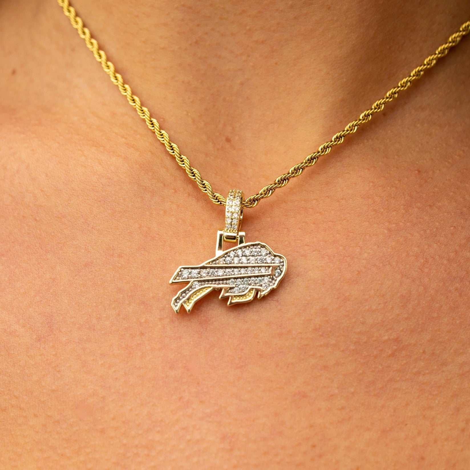 GLD Women Buffalo Bills Official NFL Micro Logo Pendant - Yellow Gold