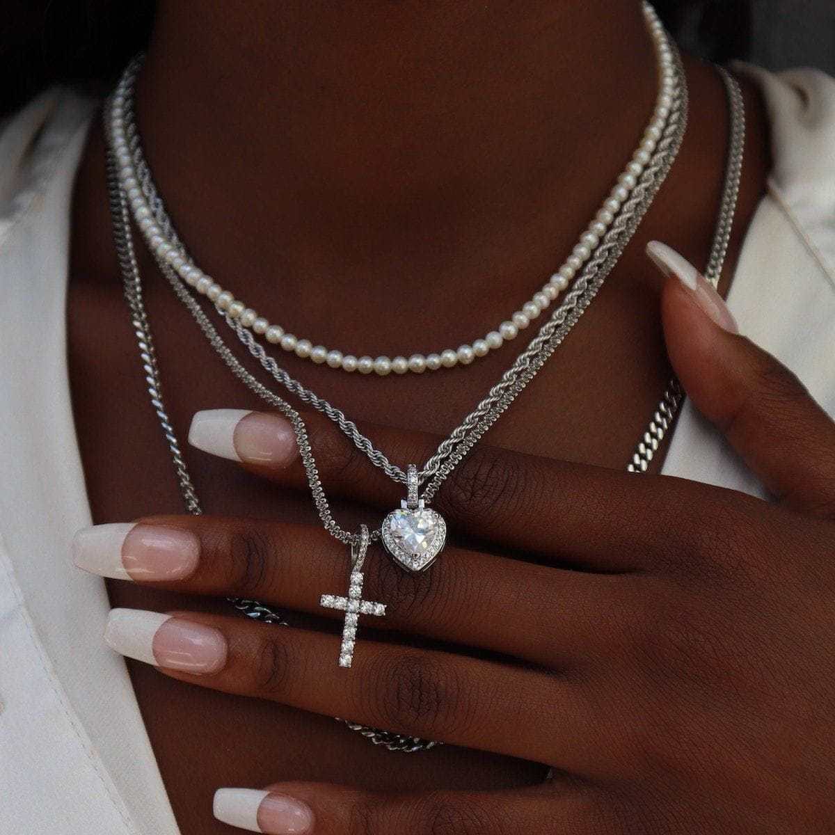 GLD Women Choose 2 Chains + 2 Pendants - White Gold