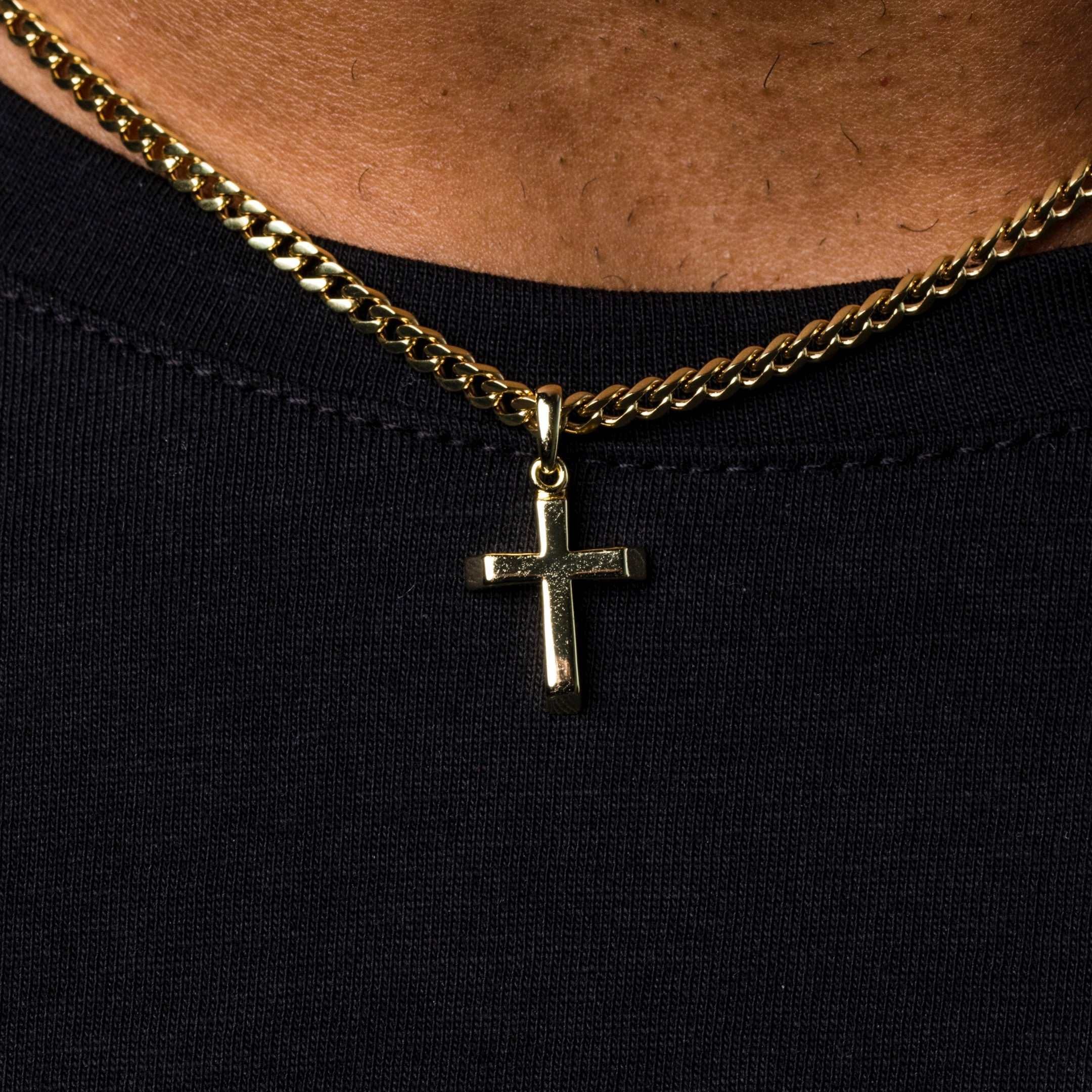 GLD Men 18k Vermeil Micro Simple Cross Pendant in Yellow Gold