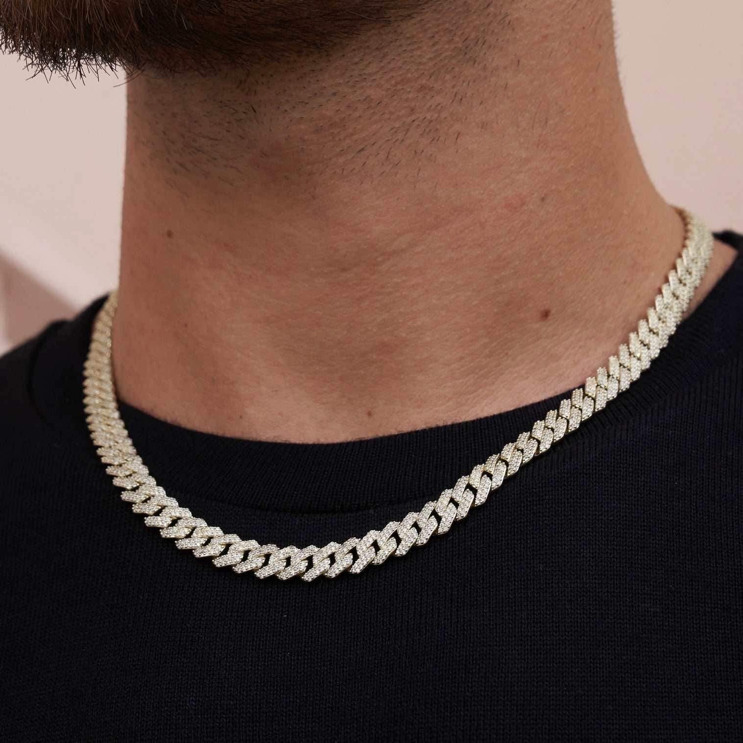 GLD Men Diamond Prong Cuban Chain in Yellow Gold - 8.5 mm