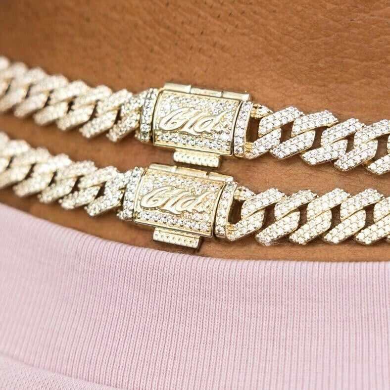 GLD Men Diamond Prong Cuban Chain in Yellow Gold - 8.5 mm