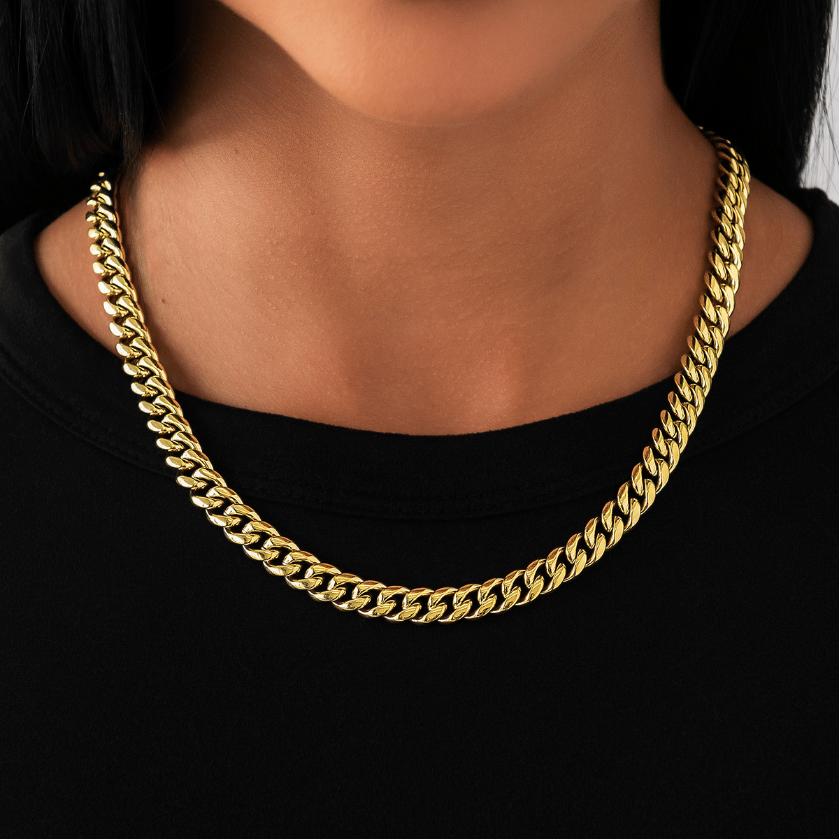 GLD Women Miami Cuban Link Necklace in Yellow Gold - 8 mm