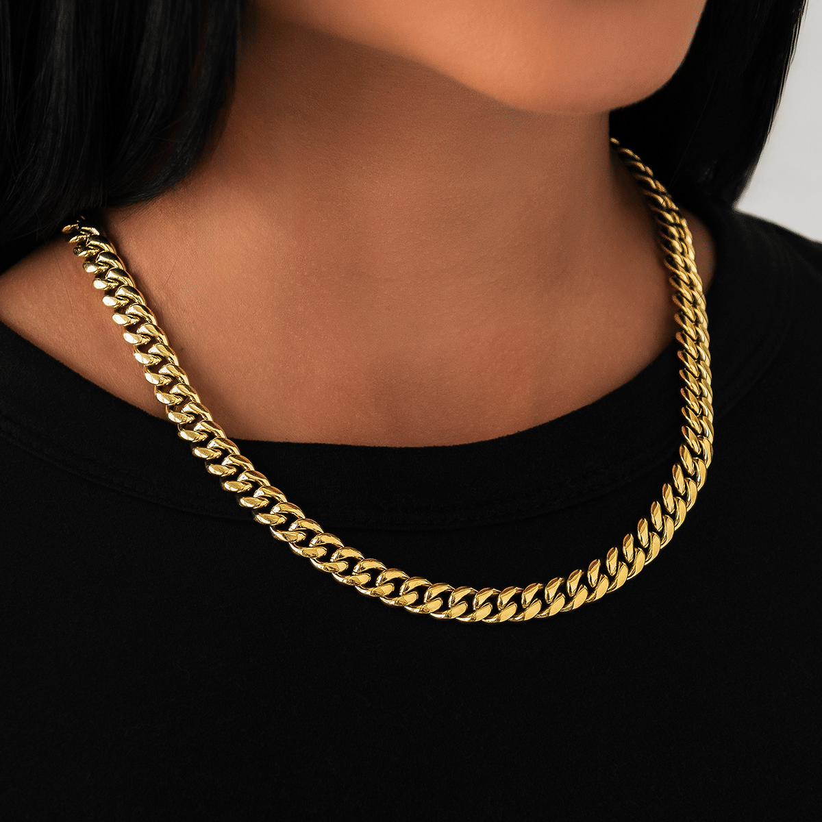 GLD Women Miami Cuban Link Necklace in Yellow Gold - 8 mm