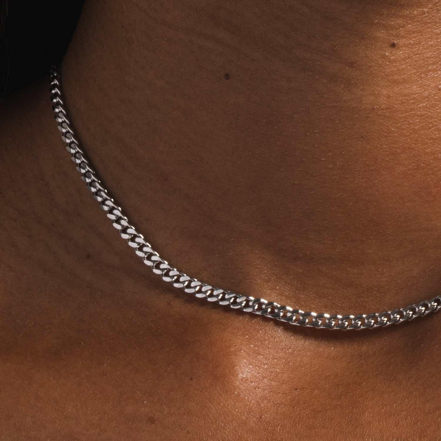 GLD Women 3 mm Micro Cuban in White Gold