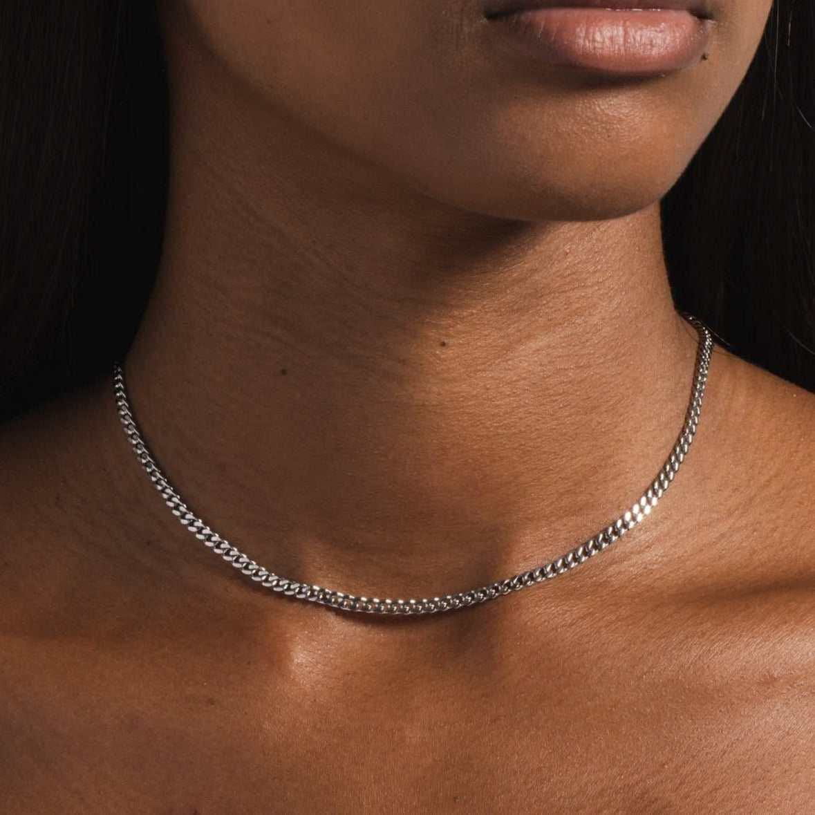 GLD Women 3 mm Micro Cuban in White Gold