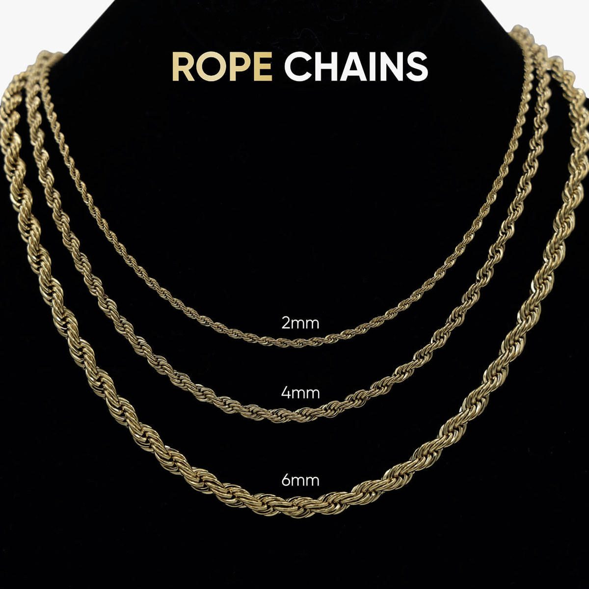 GLD Women Rope Necklace in White Gold - 4 mm