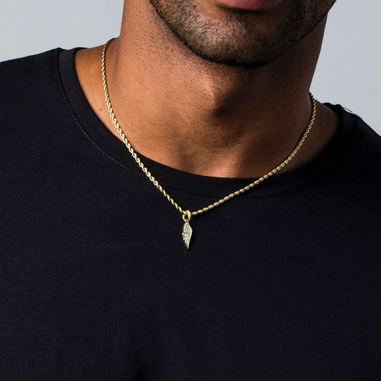 GLD Men Micro Wing Pendant in Yellow Gold