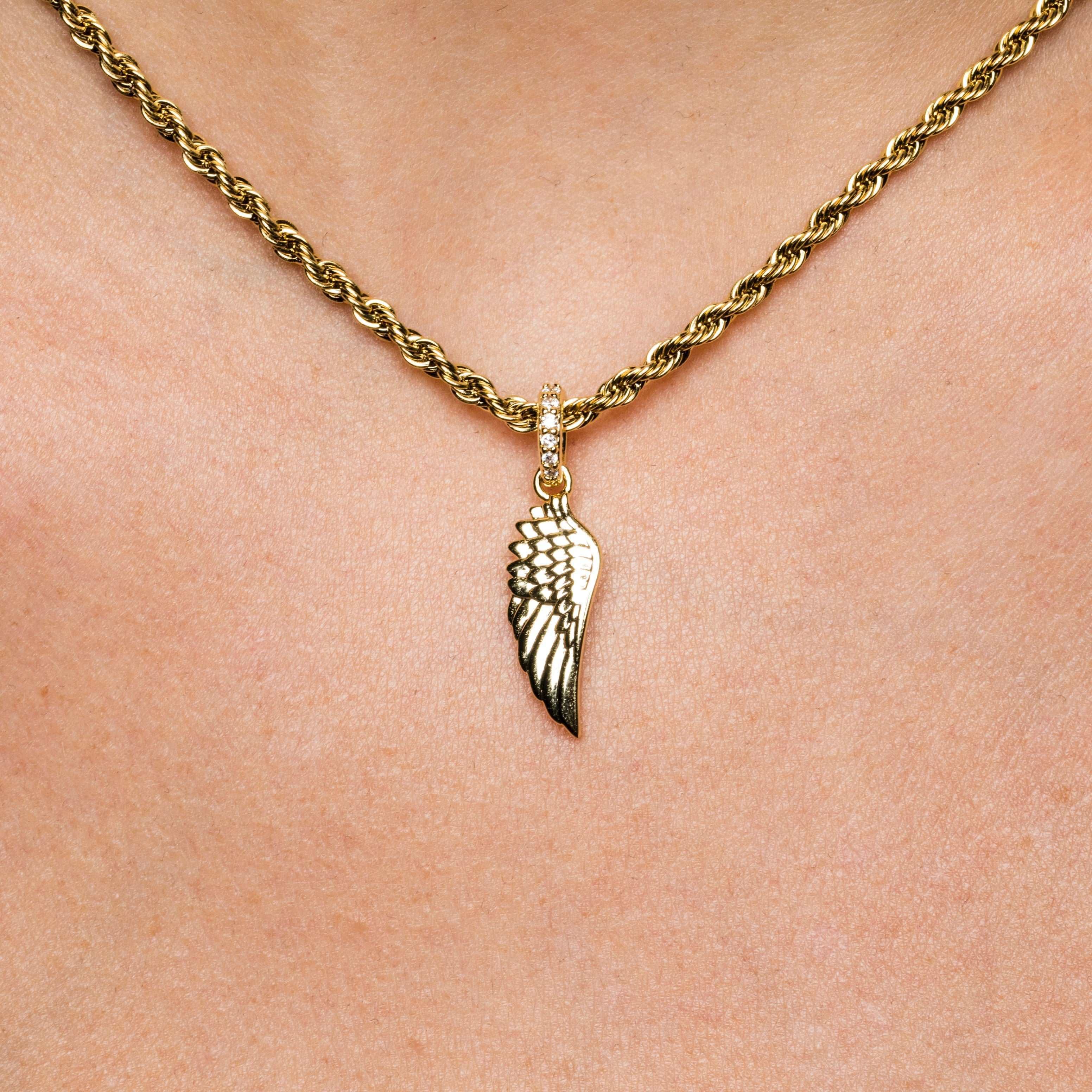 GLD Women Micro Wing Pendant in Yellow Gold