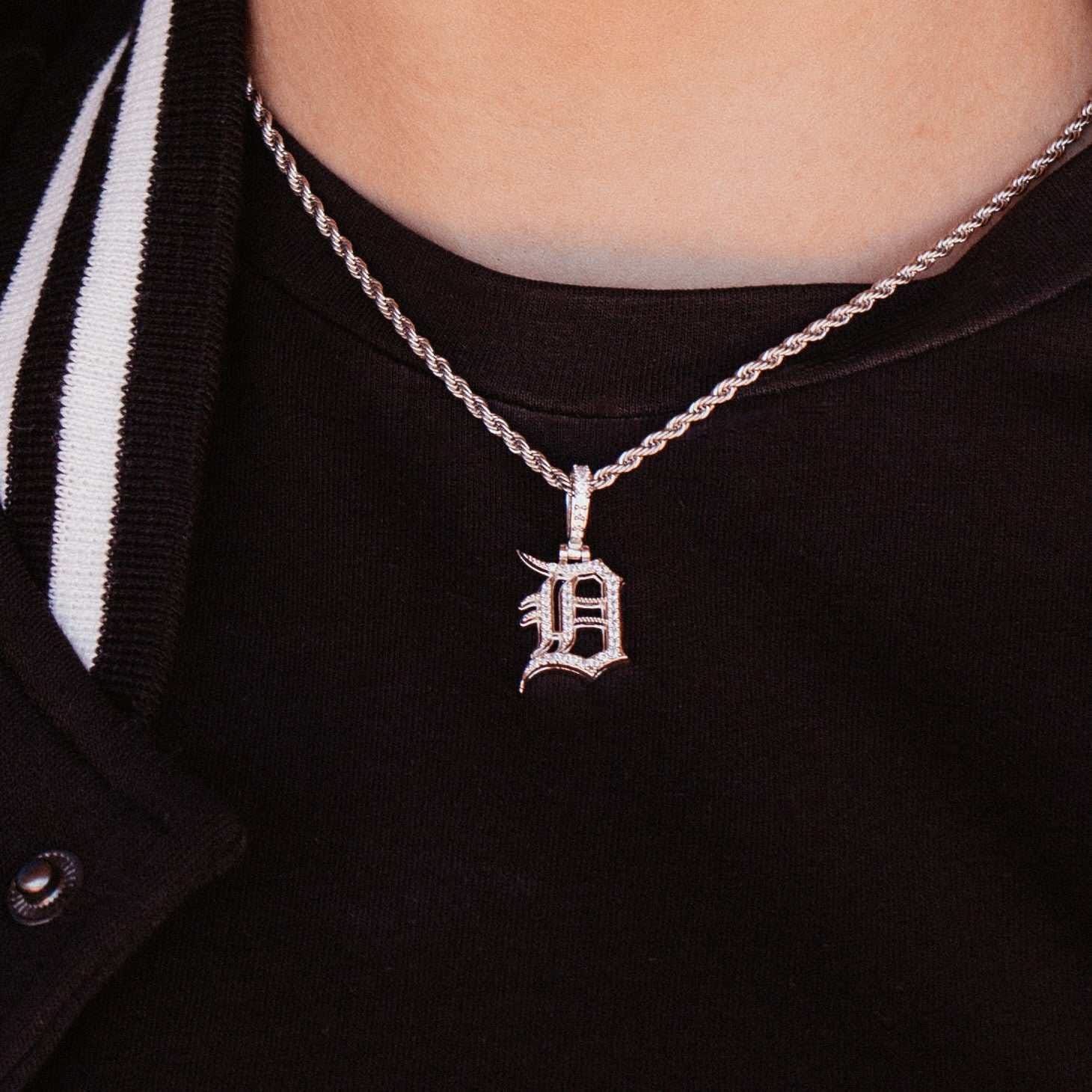 GLD Women Detroit Tigers Official MLB Micro Logo Pendant in White Gold
