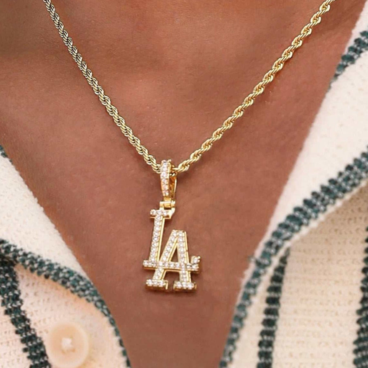 GLD Men Los Angeles Dodgers Official MLB Micro Logo Pendant