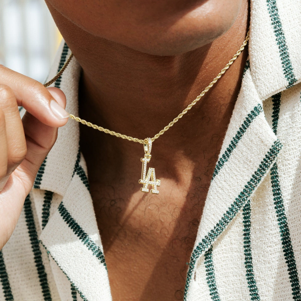GLD Men Los Angeles Dodgers Official MLB Micro Logo Pendant