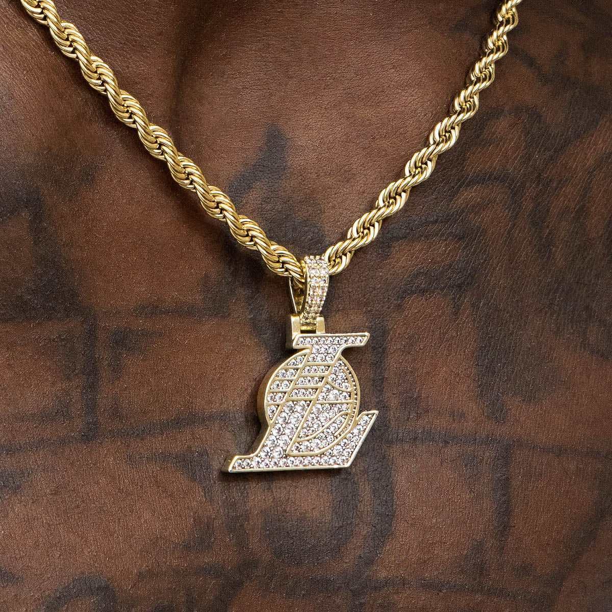 GLD Men Los Angeles Lakers Official NBA Micro Logo Pendant