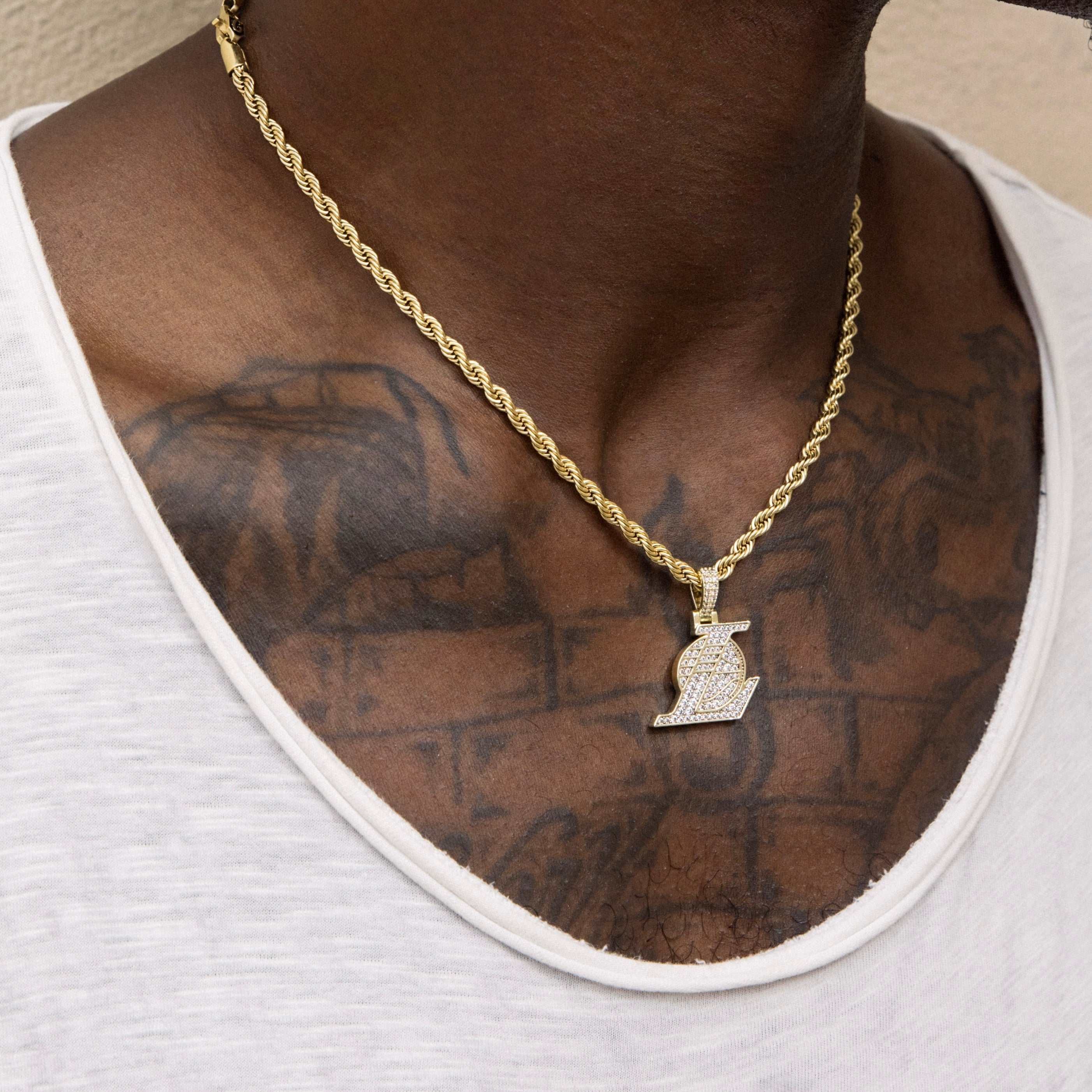 GLD Men Los Angeles Lakers Official NBA Micro Logo Pendant
