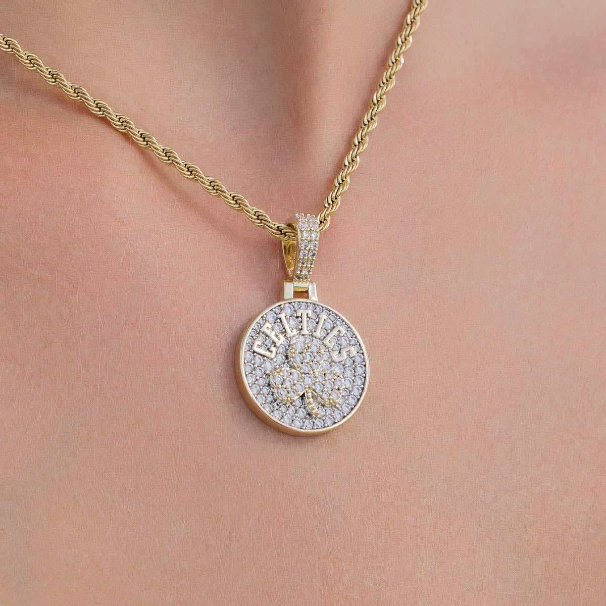 GLD Women Boston Celtics Official NBA Micro Alternate Logo Pendant