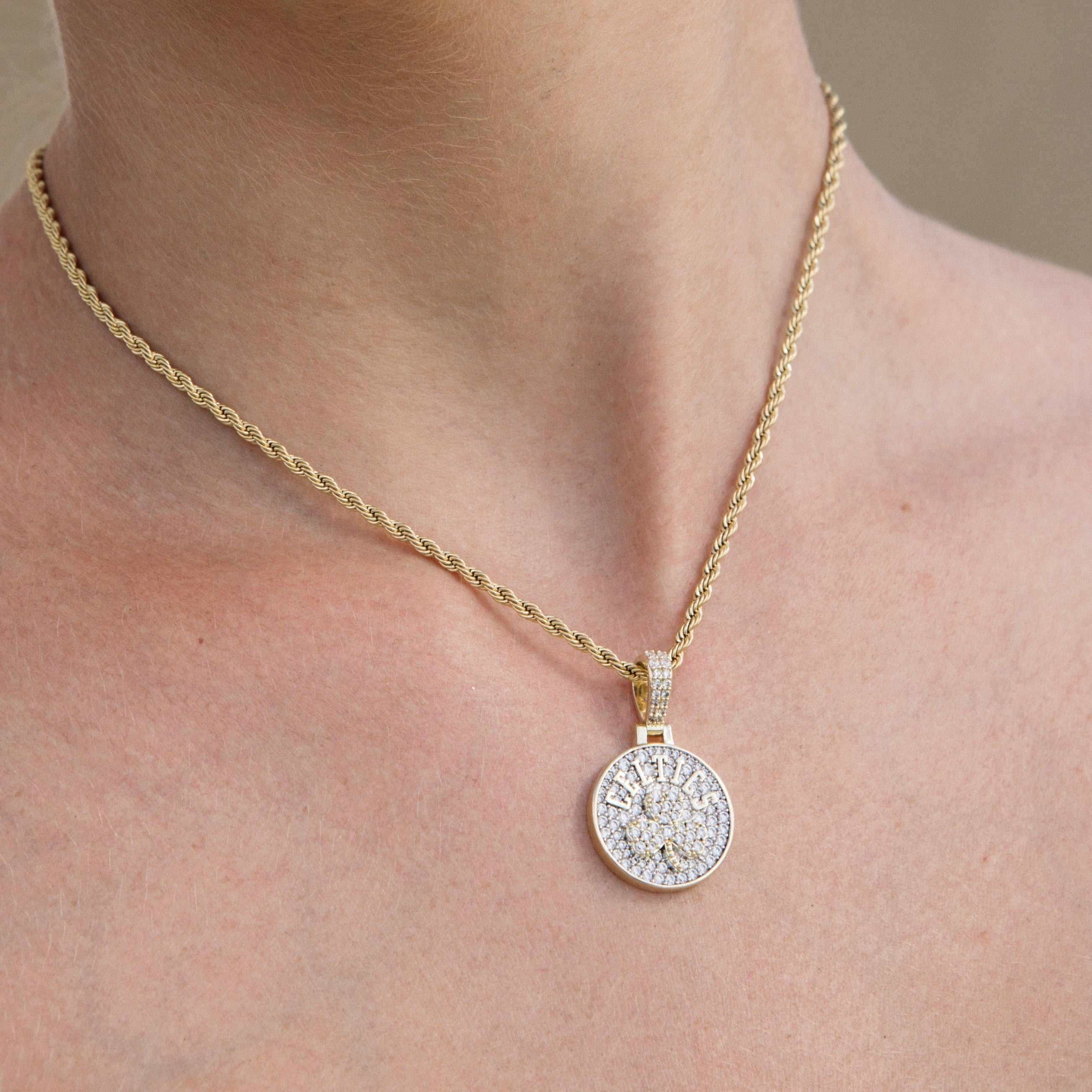 GLD Women Boston Celtics Official NBA Micro Alternate Logo Pendant