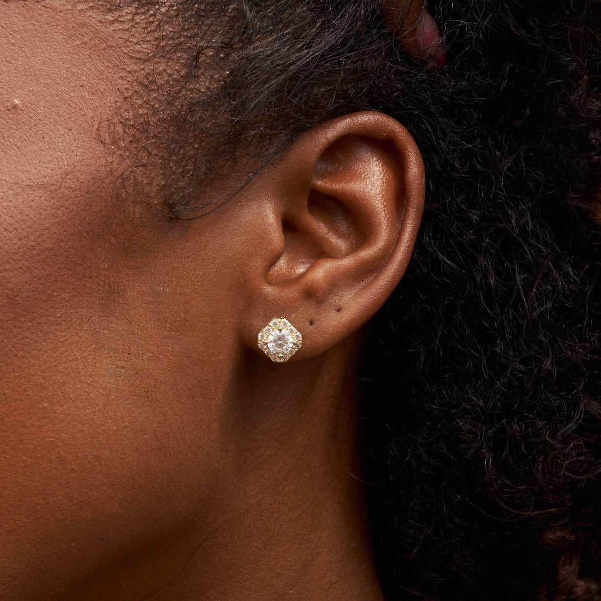 GLD Women Micro Clustered Diamond Earrings in Yellow Gold