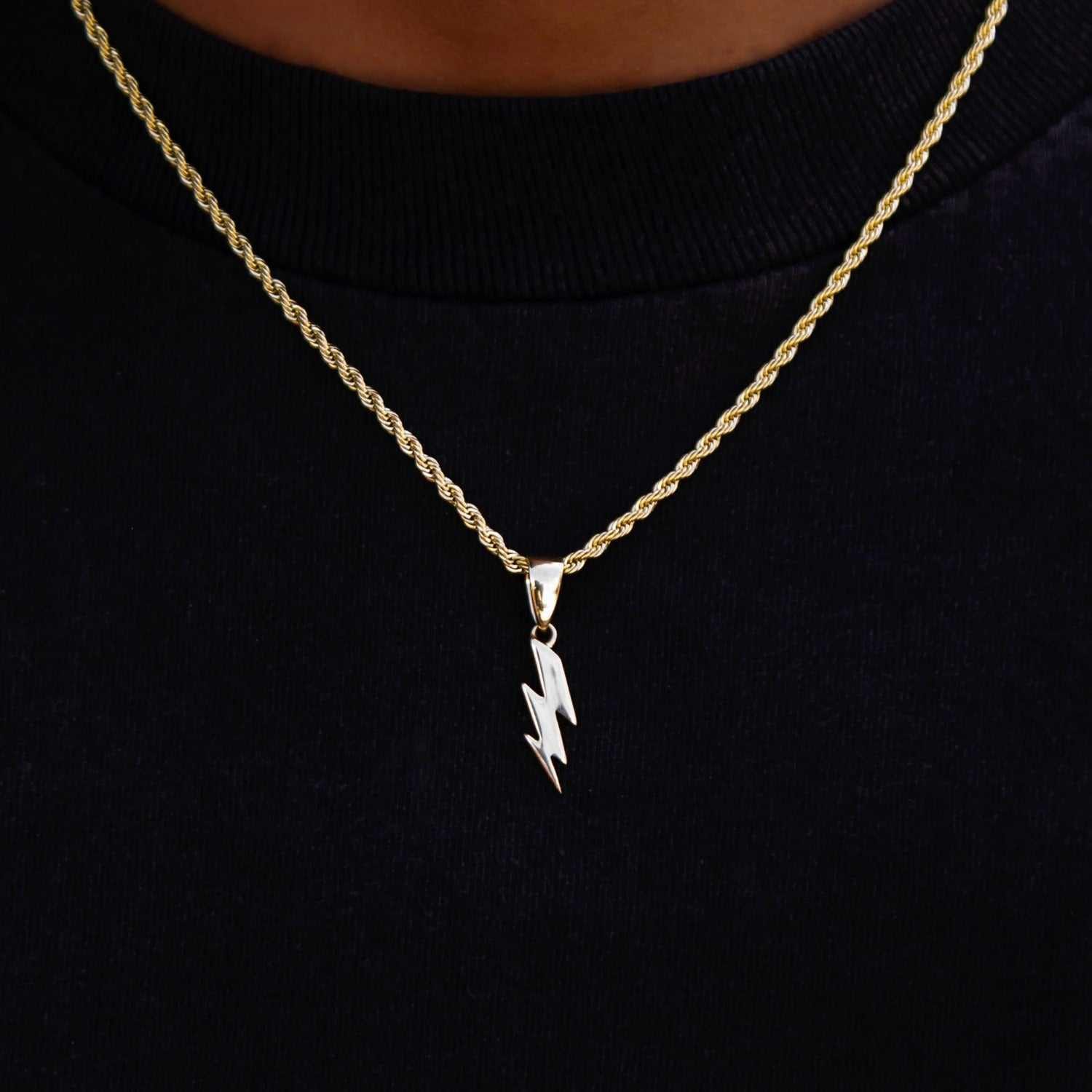 GLD Men Micro Lightning Bolt Pendant