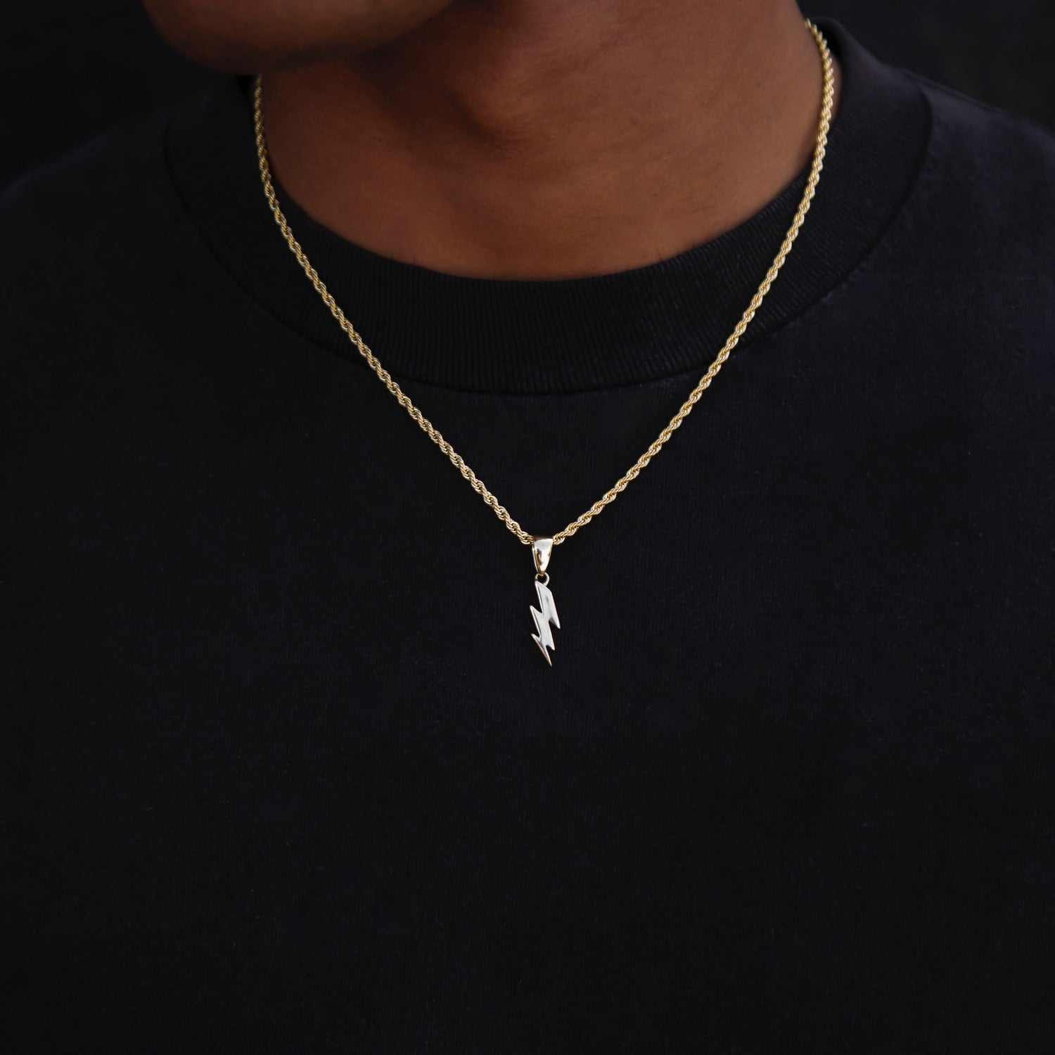GLD Men Micro Lightning Bolt Pendant