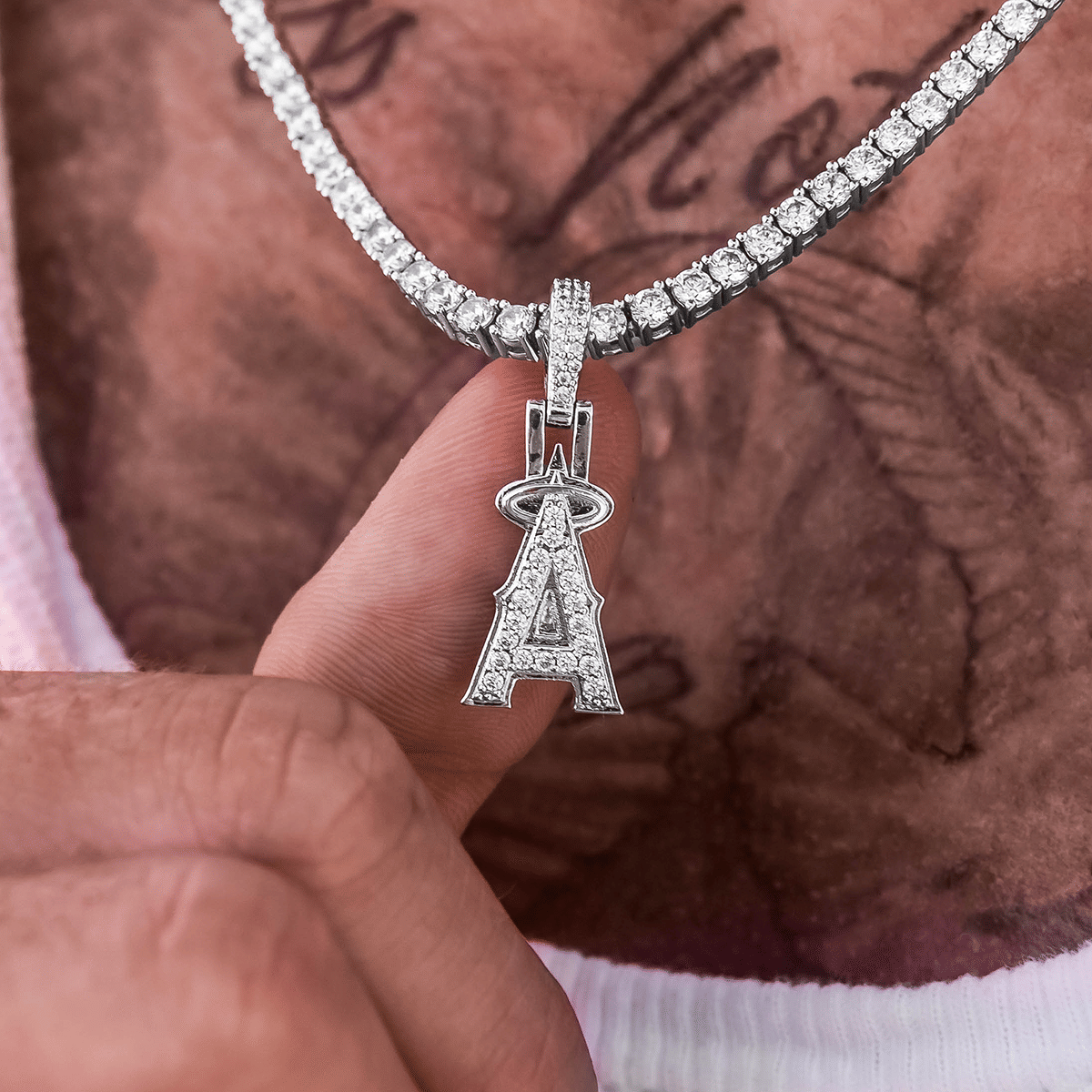 GLD Men Los Angeles Angels Official MLB Micro Logo Pendant