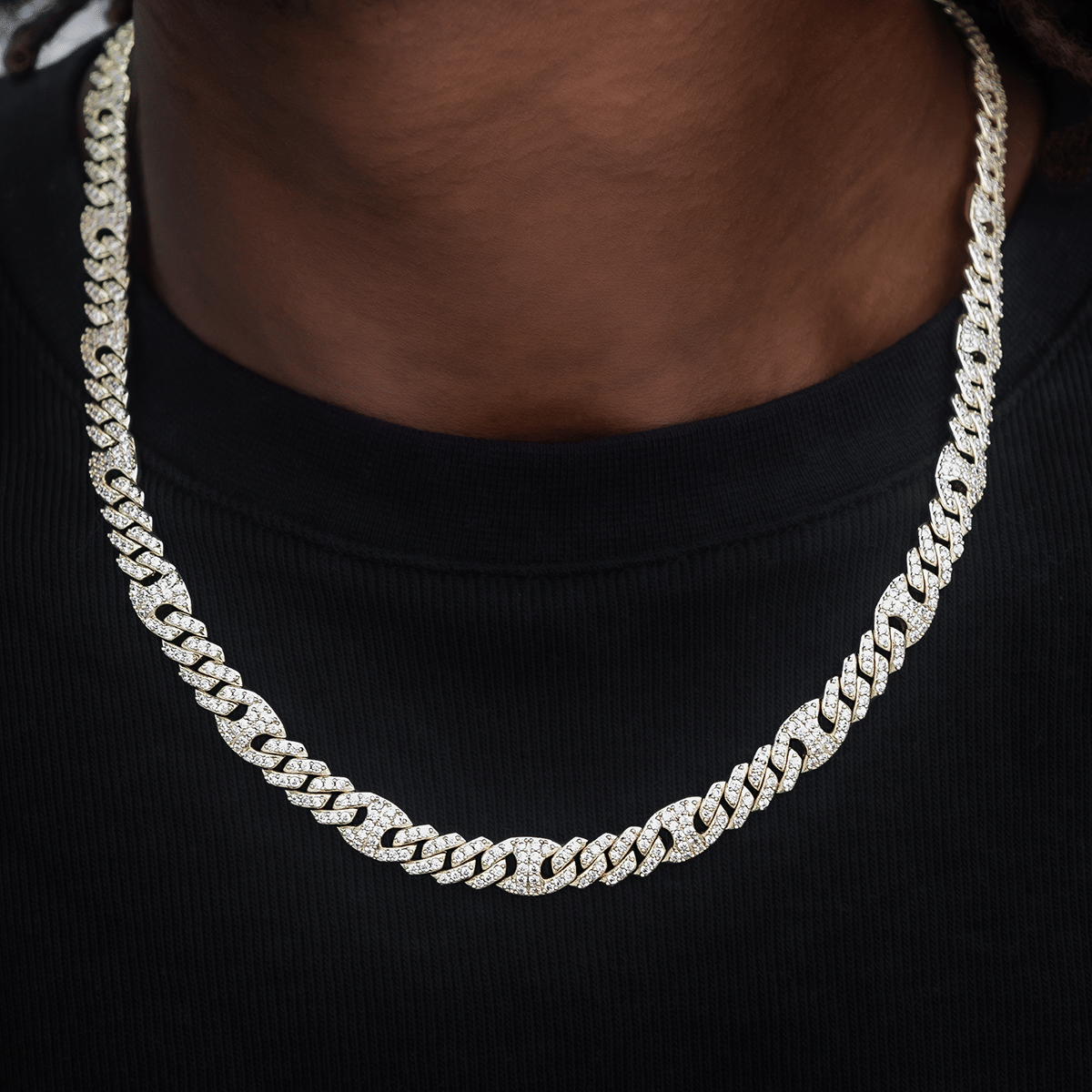 GLD Men Iced Mariner Cuban Chain in Yellow Gold - 9 mm