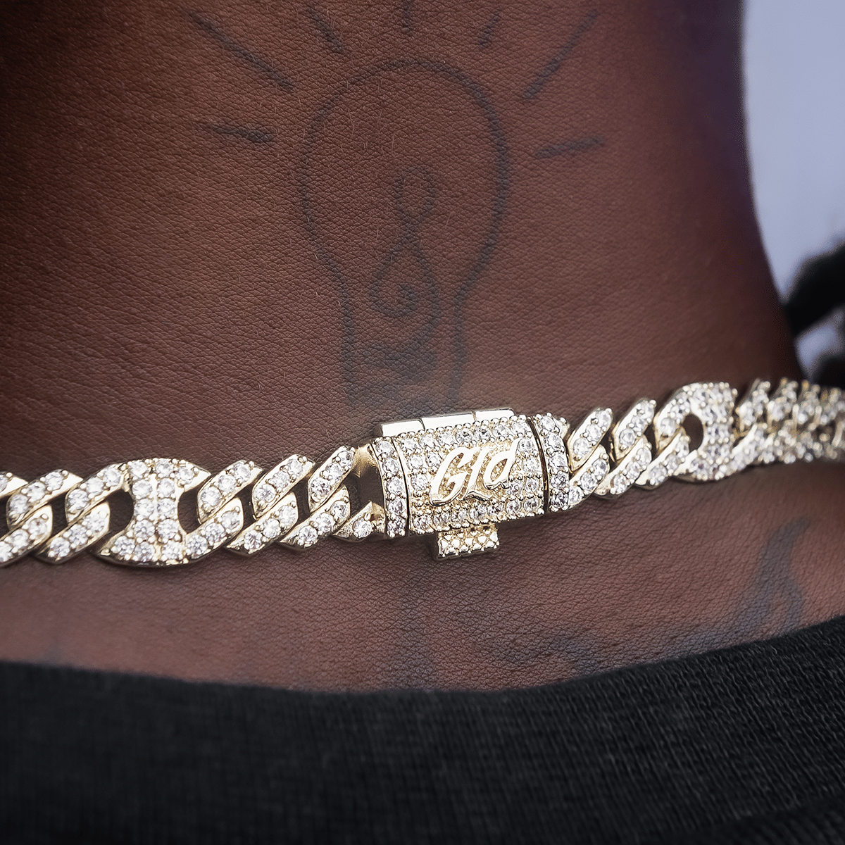 GLD Men Iced Mariner Cuban Chain in Yellow Gold - 9 mm