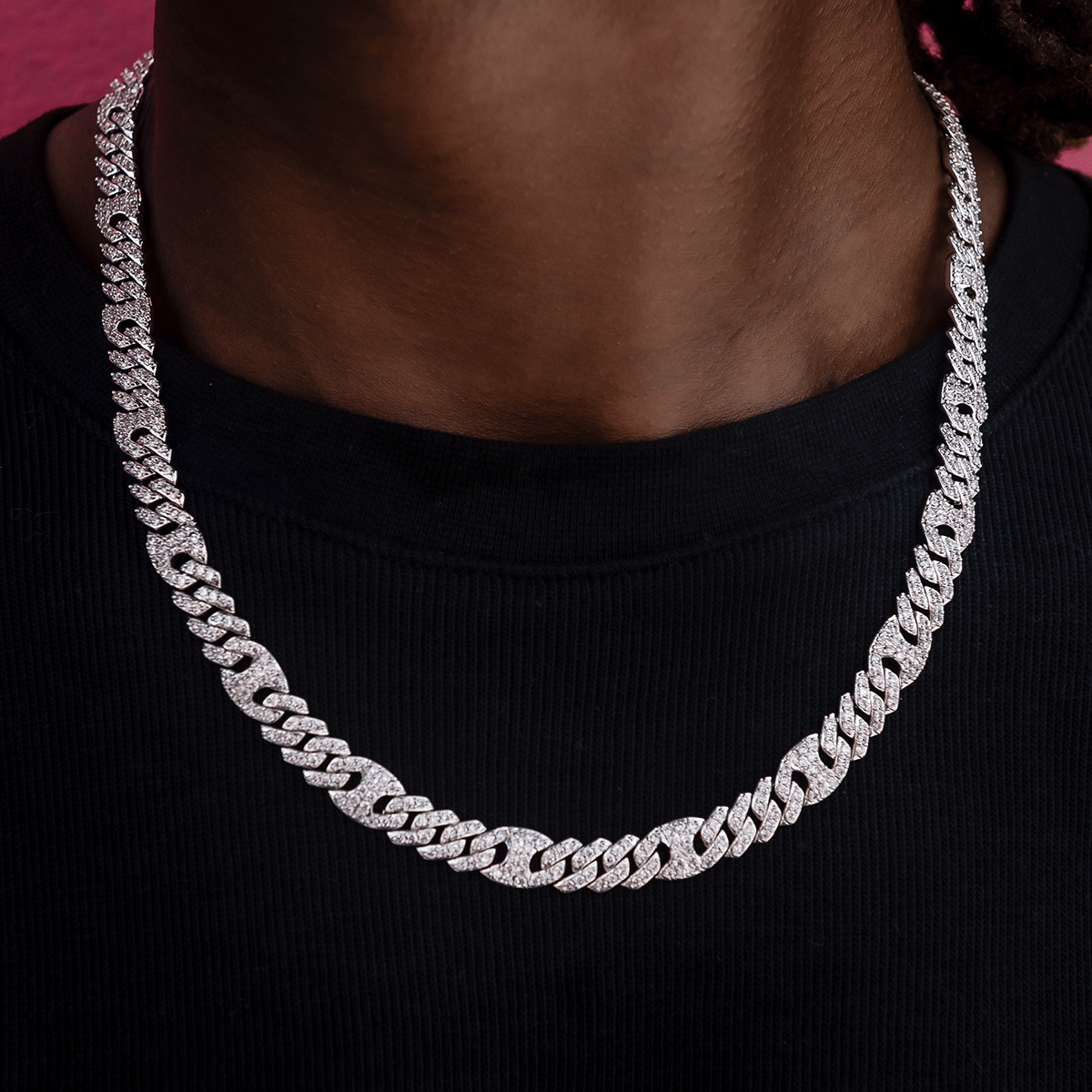 GLD Men Iced Mariner Cuban Chain in White Gold - 9 mm
