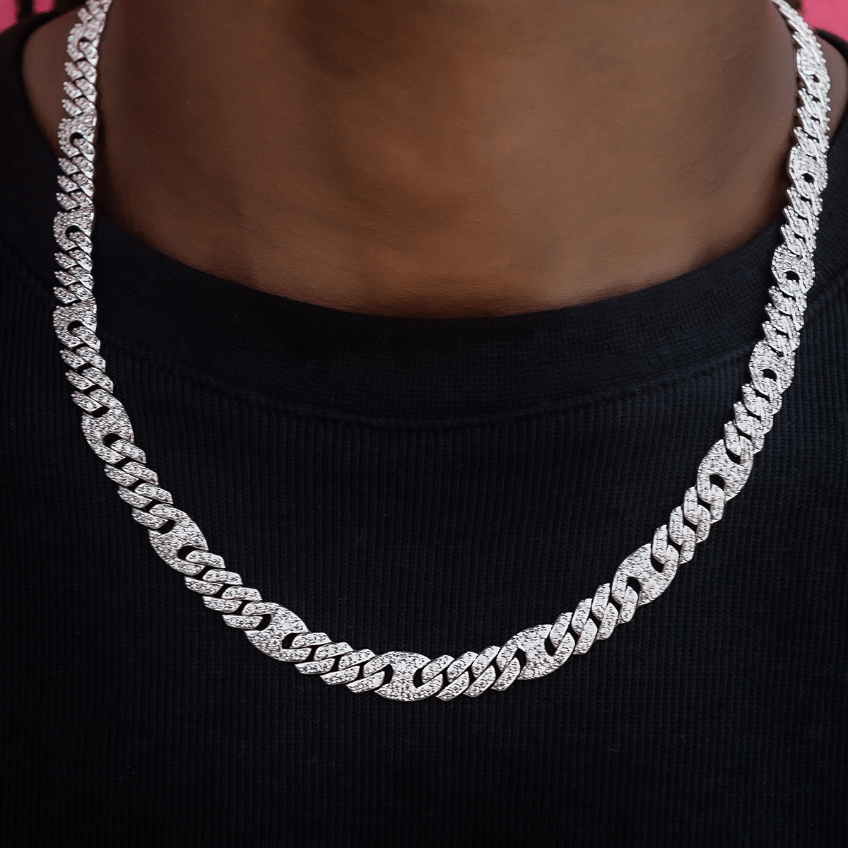 GLD Men Iced Mariner Cuban Chain in White Gold - 9 mm