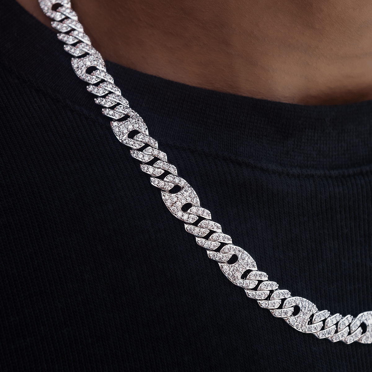 GLD Men Iced Mariner Cuban Chain in White Gold - 9 mm