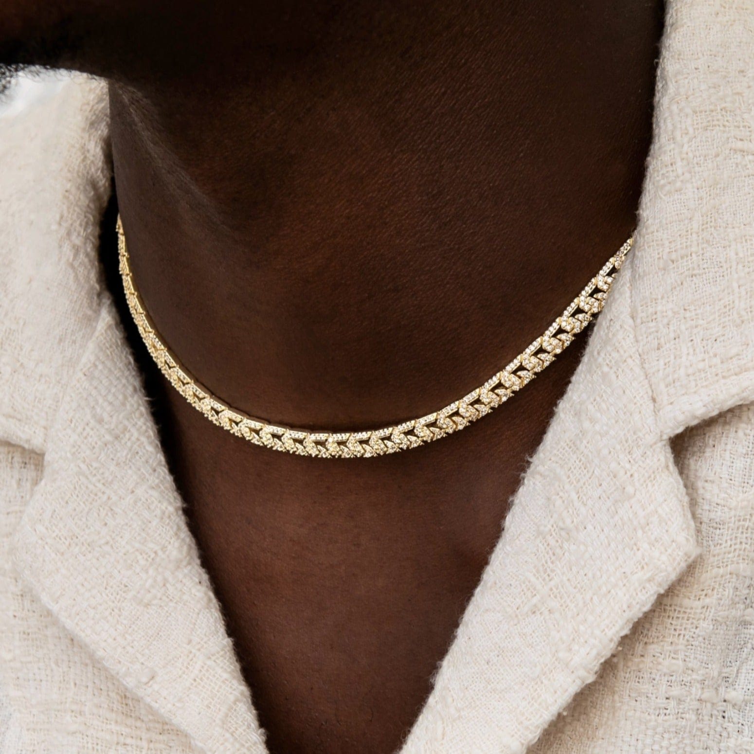 GLD Men Micro Iced G - Link Chain in Yellow Gold