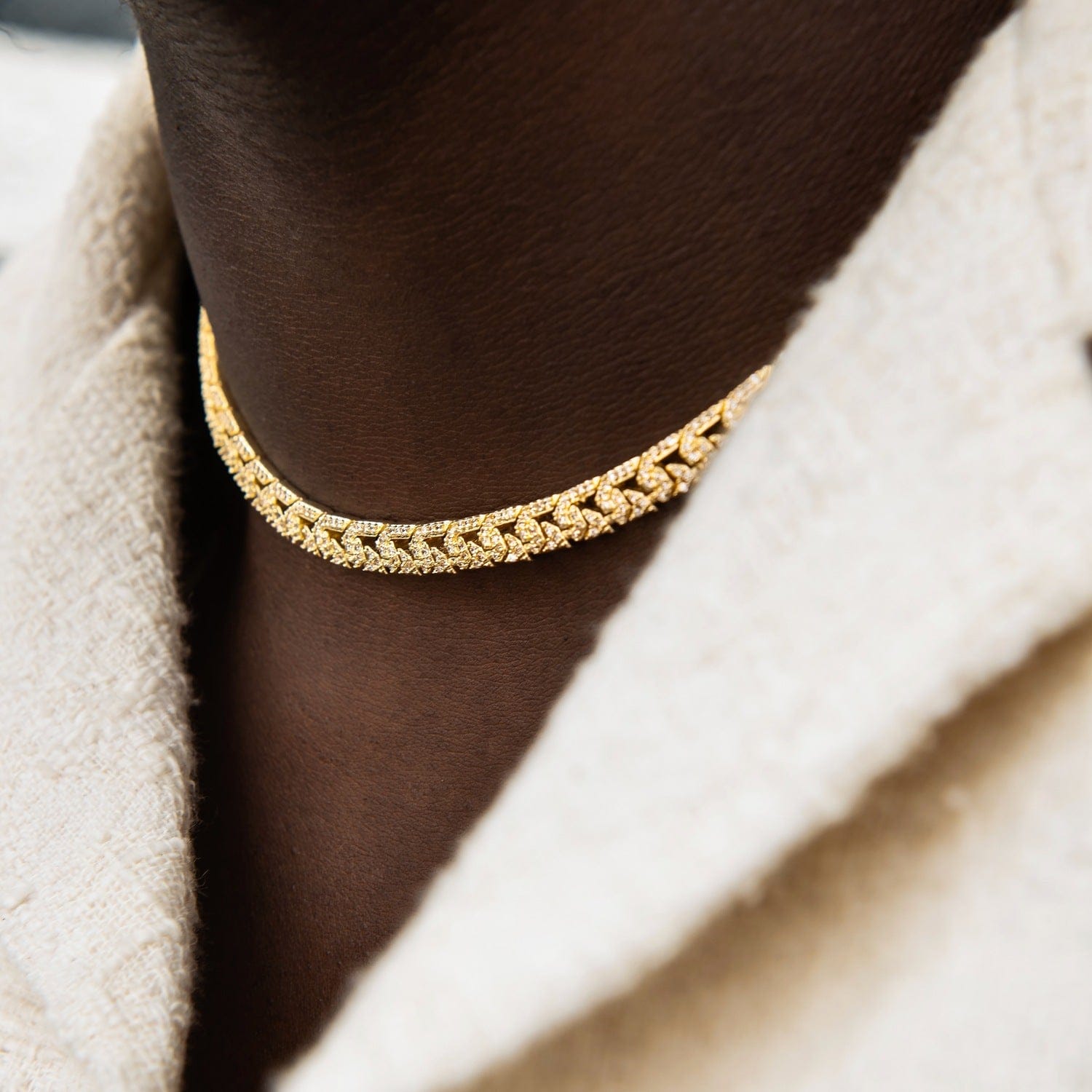 GLD Men Micro Iced G - Link Chain in Yellow Gold