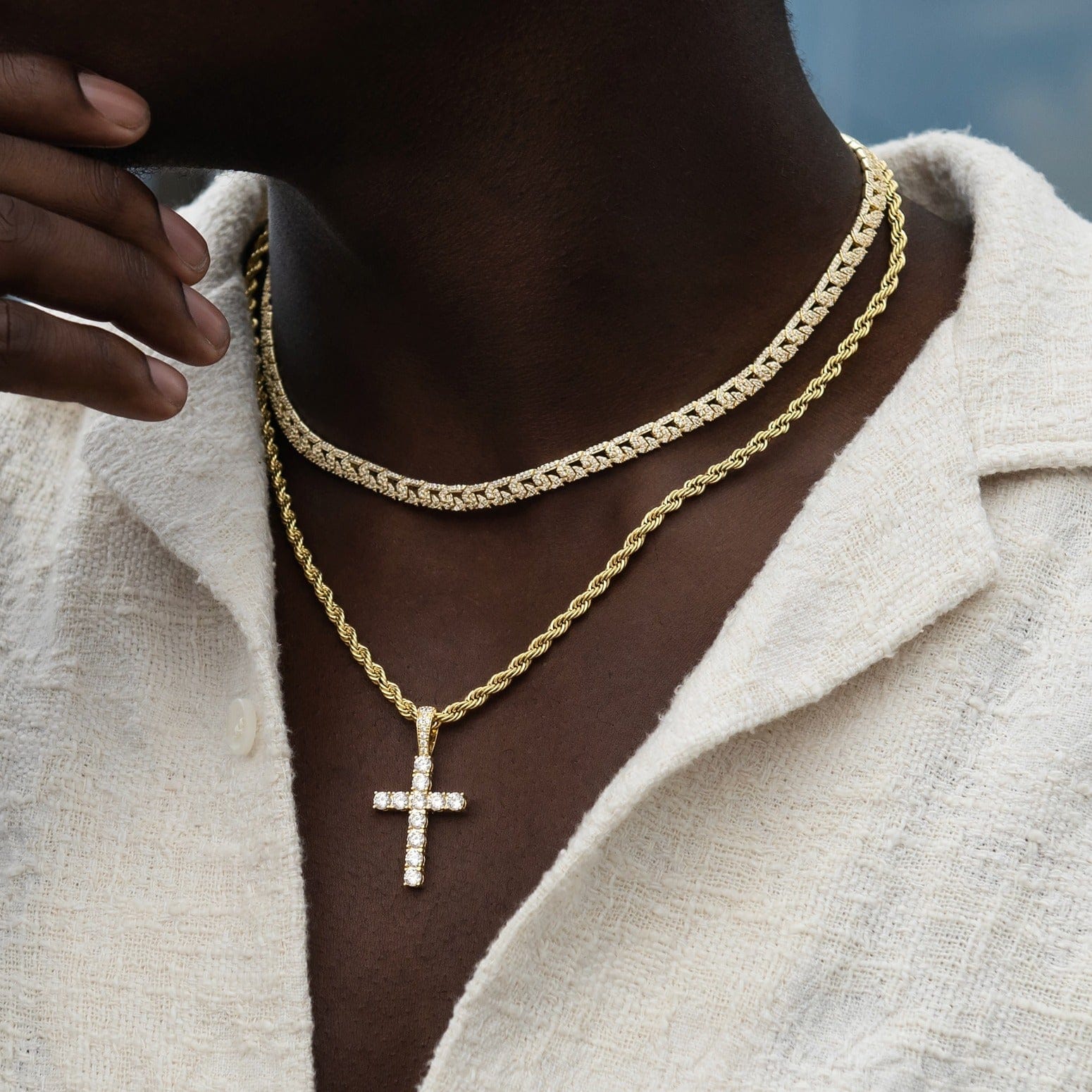 GLD Men Micro Iced G - Link Chain in Yellow Gold