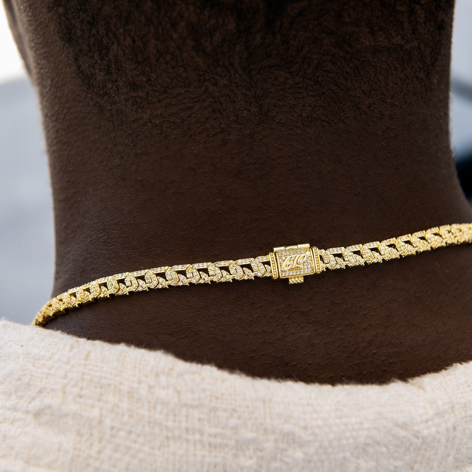 GLD Men Micro Iced G - Link Chain in Yellow Gold