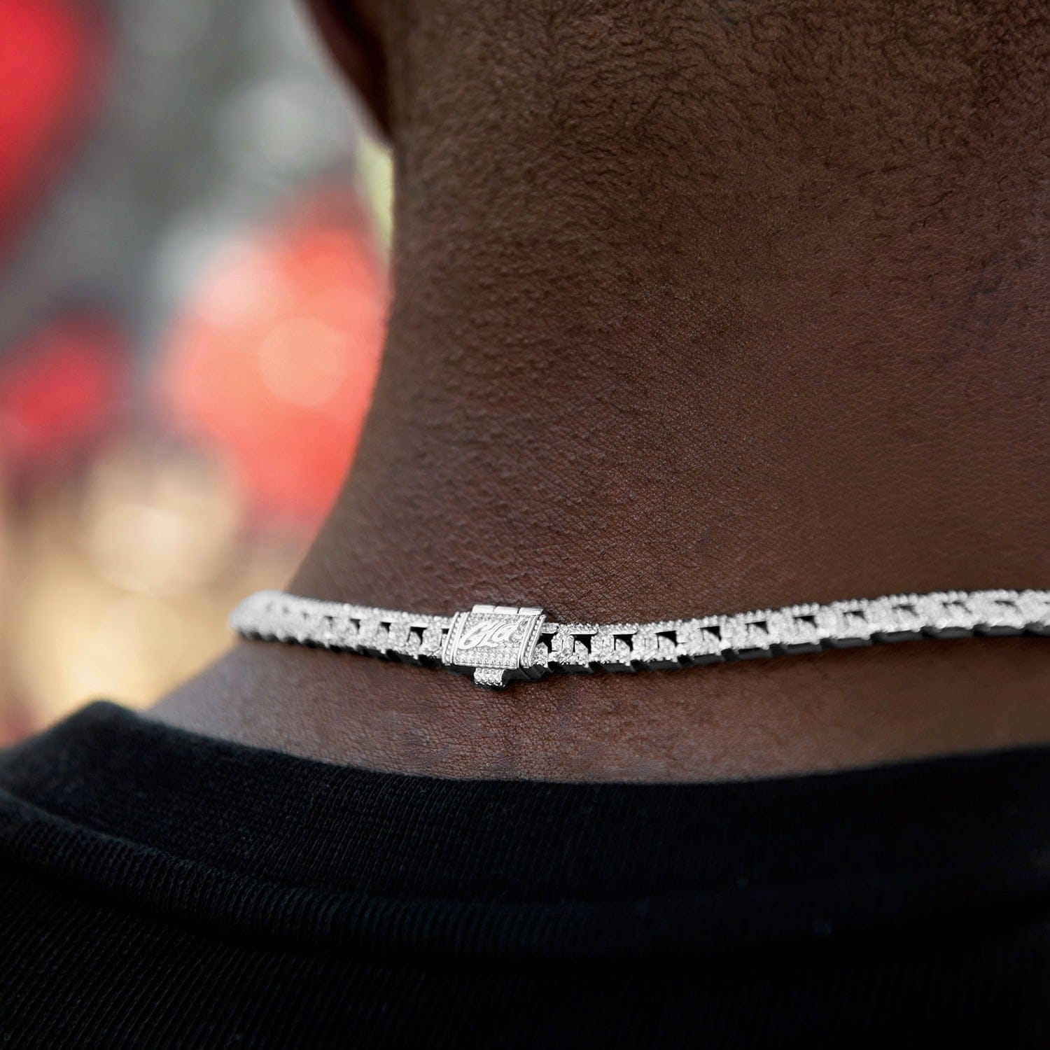 GLD Men Micro Iced G - Link Chain in White Gold