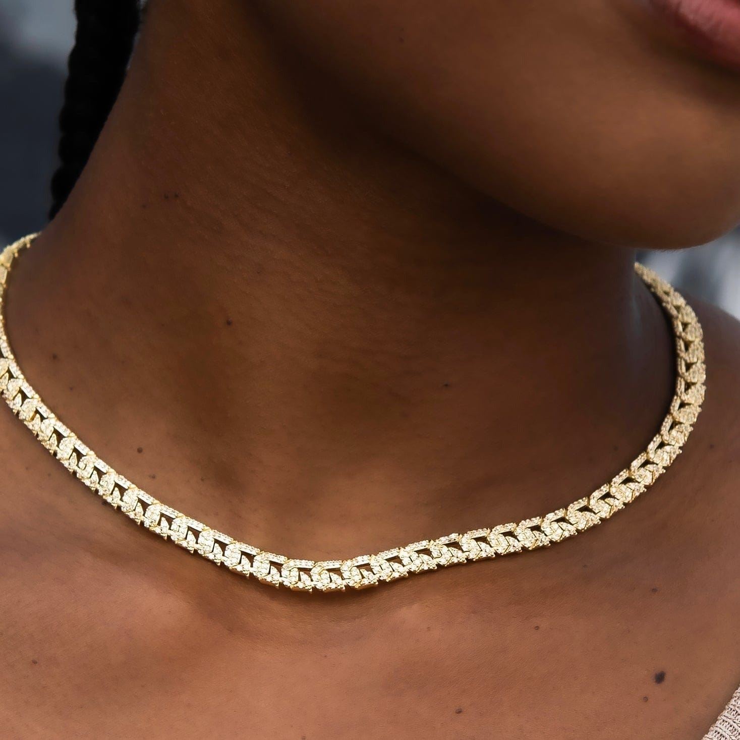 GLD Women Micro Iced G - Link Necklace in Yellow Gold