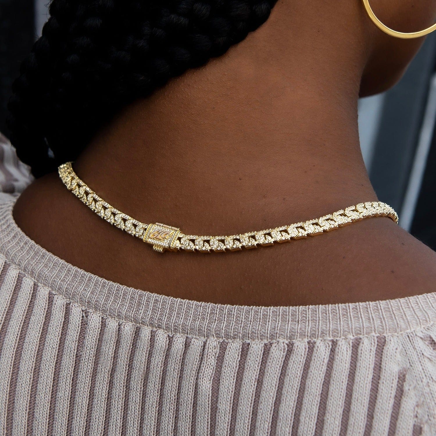 GLD Women Micro Iced G - Link Necklace in Yellow Gold