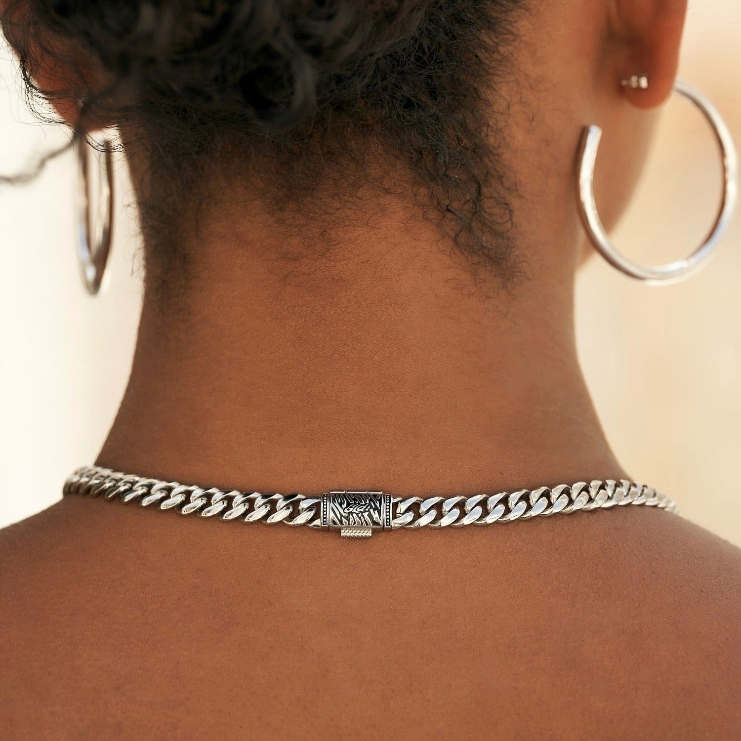 GLD Women Miami Cuban Link Necklace in White Gold - 8 mm