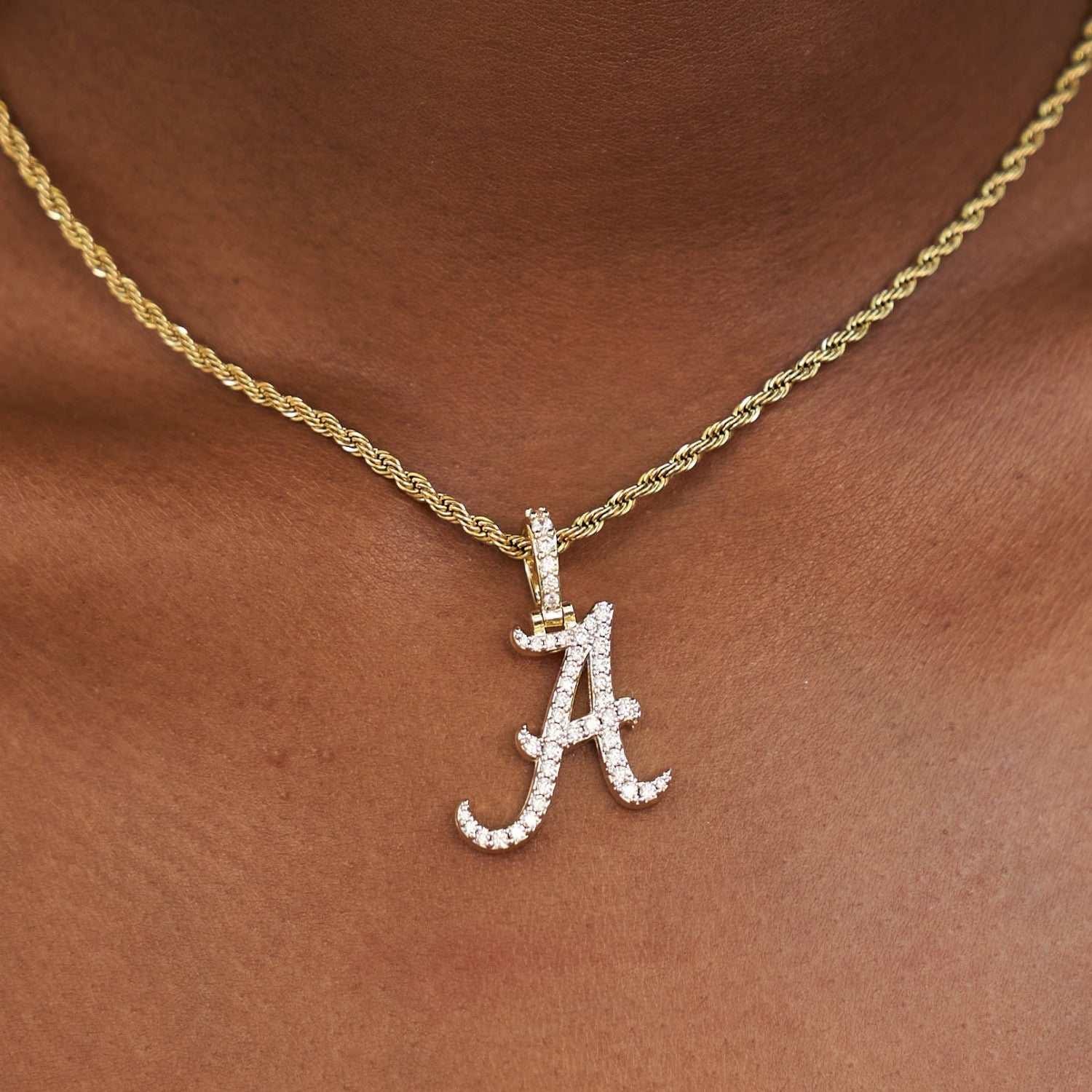 GLD Women Alabama Crimson Tide Official NCAA Micro Logo Pendant - Yellow Gold