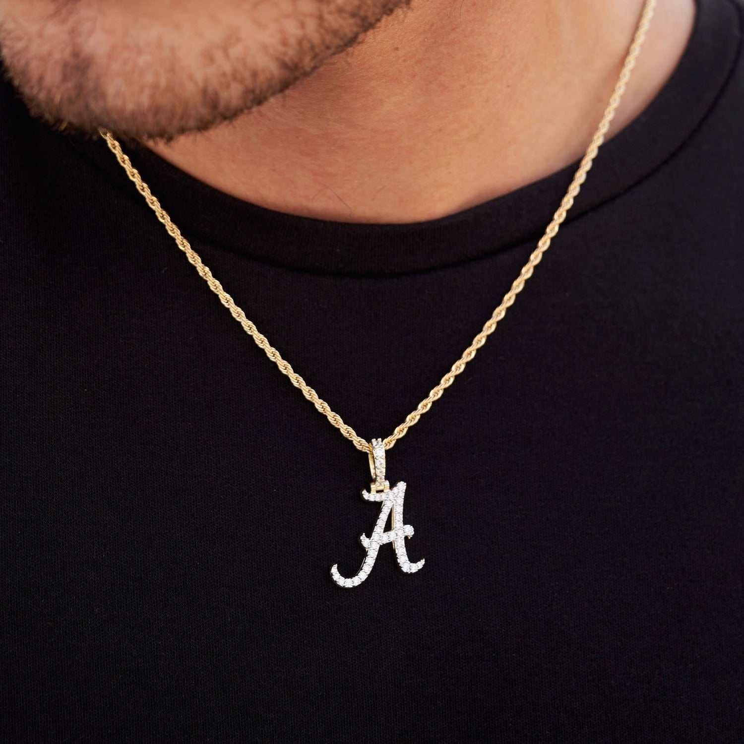 GLD Men Alabama Crimson Tide Official NCAA Micro Logo Pendant - Yellow Gold