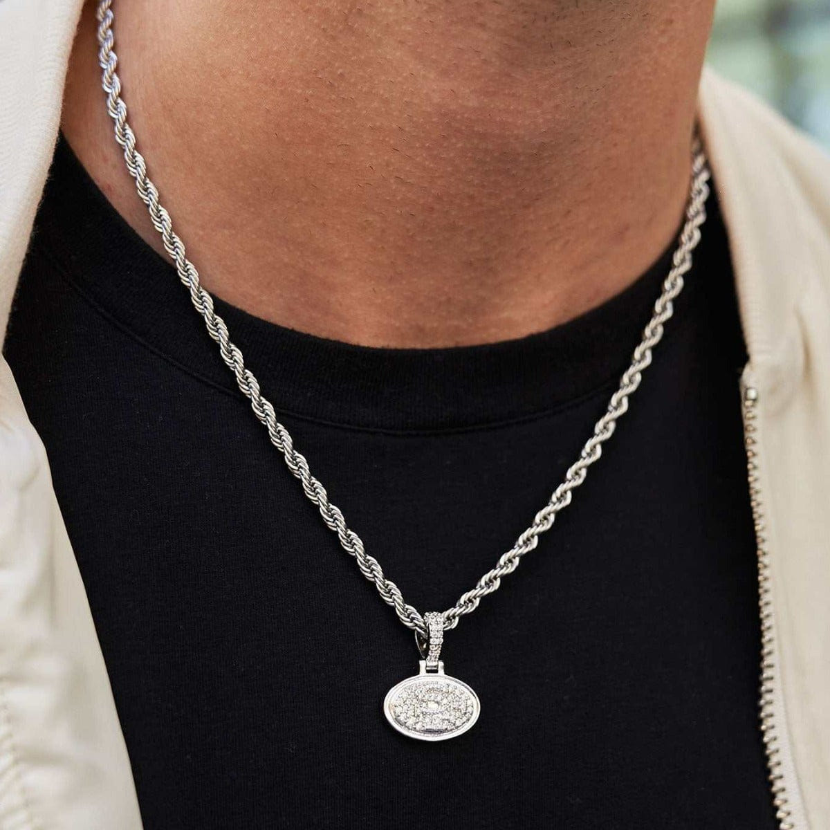 GLD Men San Francisco 49ers Official NFL Micro Logo Pendant - White Gold