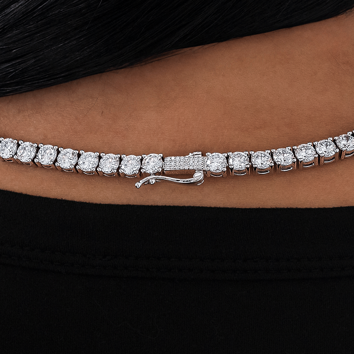 GLD Women Diamond Tennis Necklace in White Gold - 5 mm