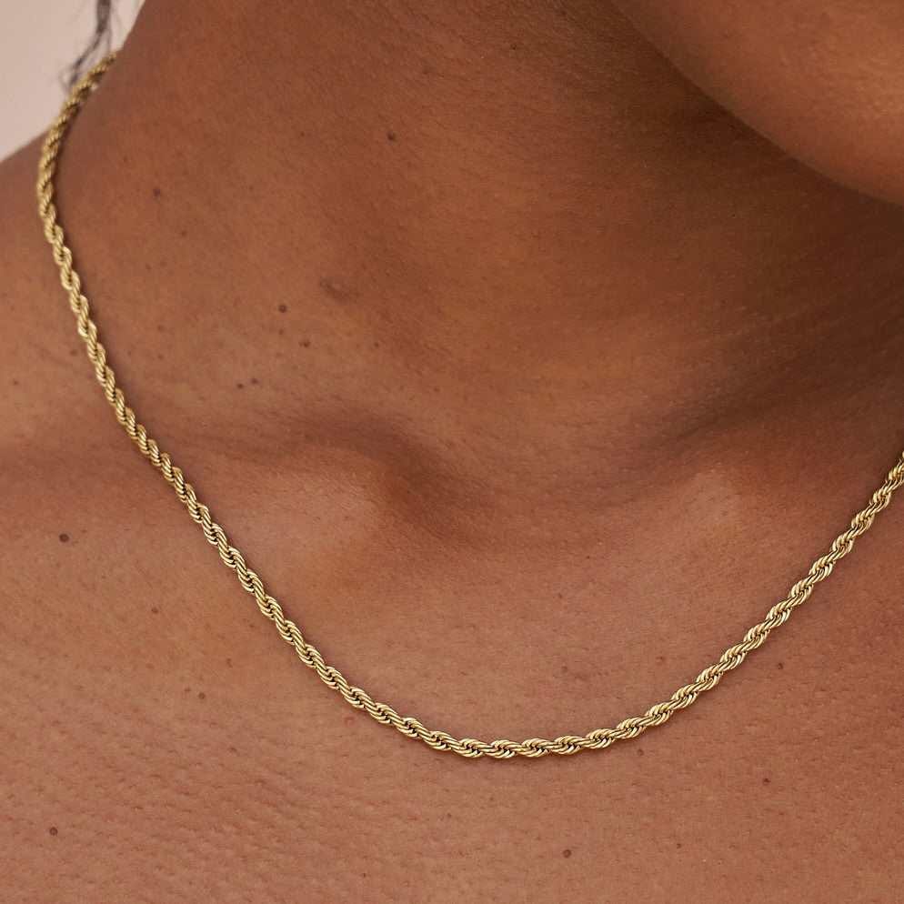 GLD Women Rope Necklace in Yellow Gold - 2 mm