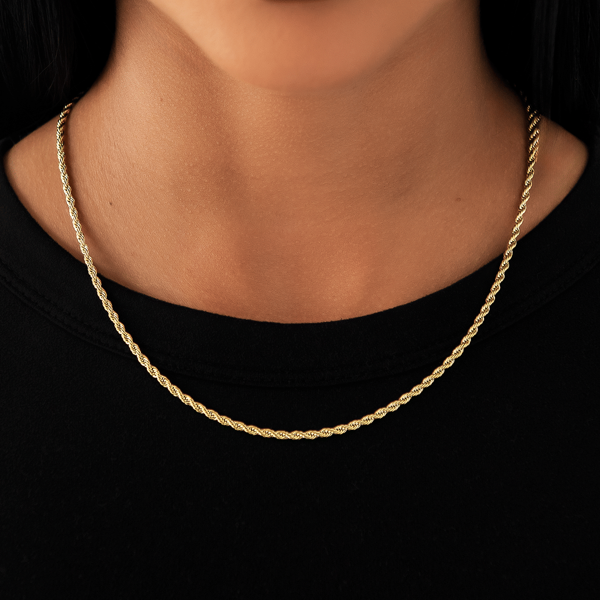 GLD Women Rope Necklace in Yellow Gold - 2 mm
