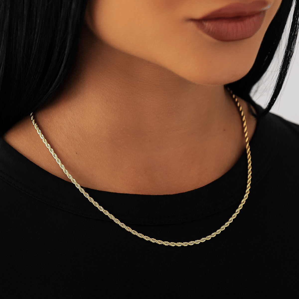 GLD Women Rope Necklace in Yellow Gold - 2 mm