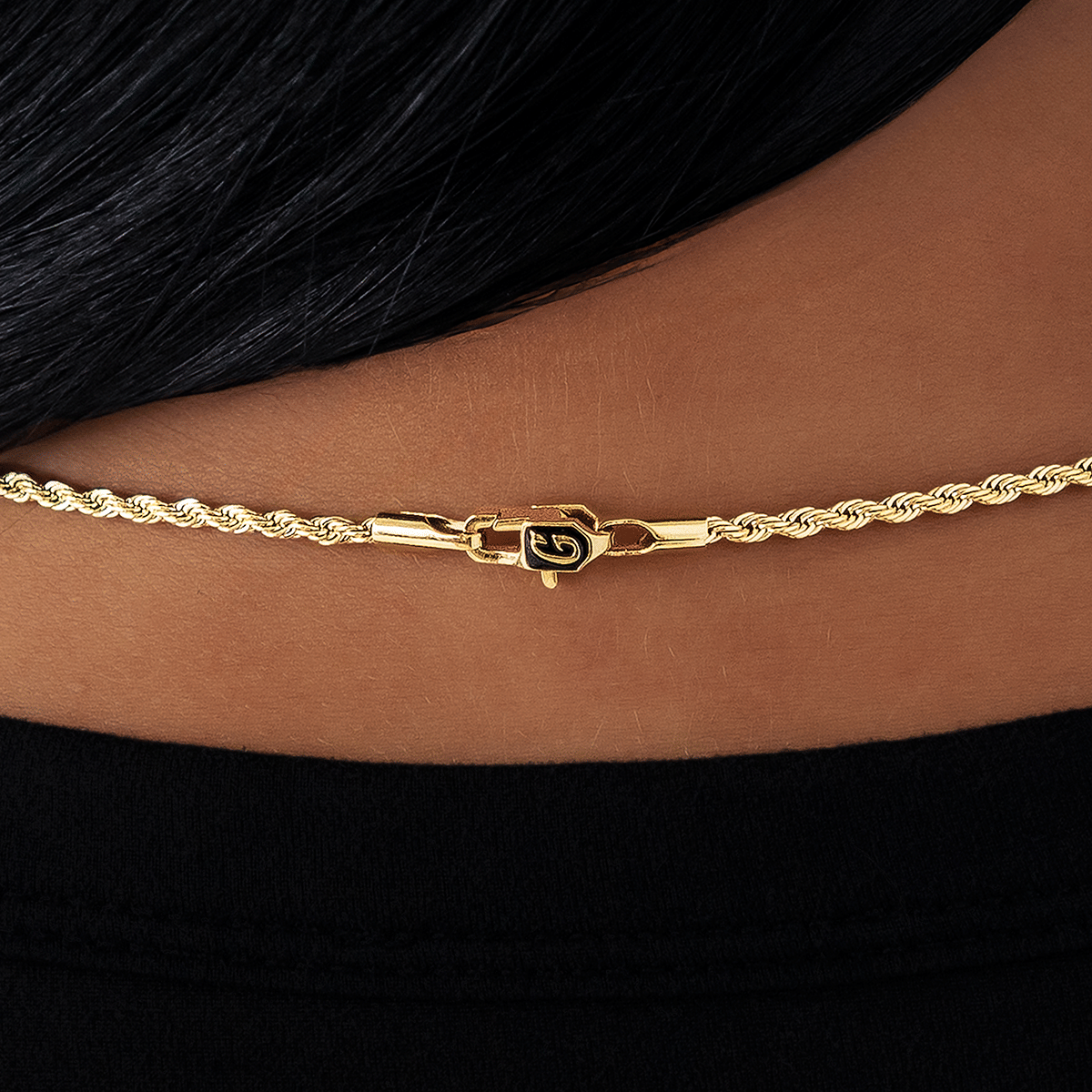 GLD Women Rope Necklace in Yellow Gold - 2 mm